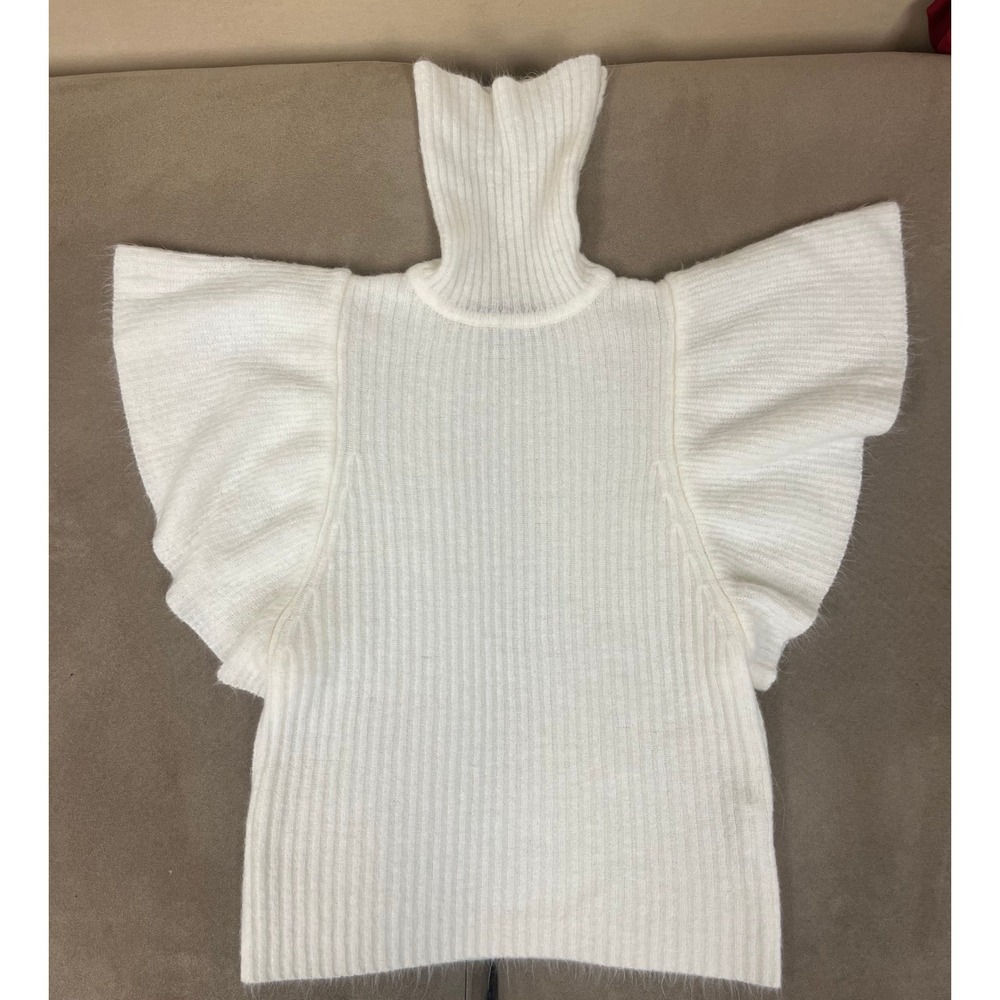 Olivaceous Cream Ribbed Flutter Sleeve Turtleneck Sweater JT58-44 Size XS/S